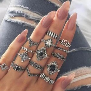 Silver Boho Ring Set